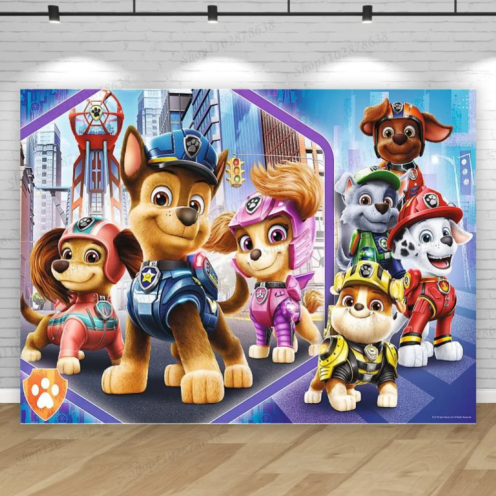 Paw Patrol The Film Achtergrond Decoraties Kids Boys 1e Verjaardagsfeestje Fotografie Achtergrond Op Een Roll Fotostudio Banner