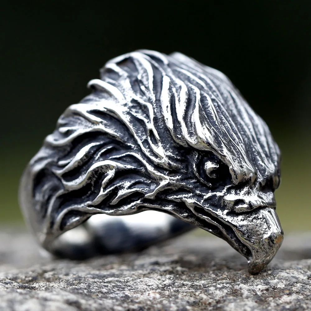 new Arrival Design Stainless Steel Head of eagle Trend Men\'s animal Ring fashion High Quality Jewelry Dropshipping