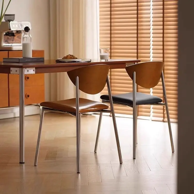 

Solid wood household dining chair light luxury leisure coffee shop dining table chair wrought iron backrest