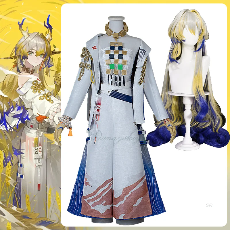 

Костюм Шу для косплея, элегантное платье, разноцветный парик, игра Arknights для женщин и девочек, Хэллоуин, карнавал, вечерние, полный комплект, костюм для косплея