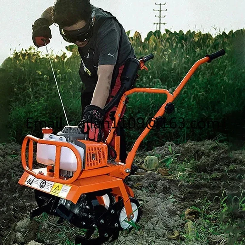 Gasoline 2-Stroke Mini Farm Rotary Tiller Agricultural Rotavator Tractor Power Hand Operated Cultivator Mini Tiller