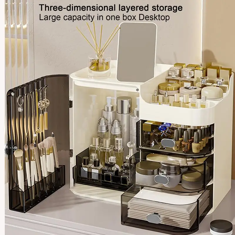 Cosmetic Organizer with Drawers  Jewelry Makeup Storage Box Large Capacity Multi-layer Multi-functional Desktop Organizer