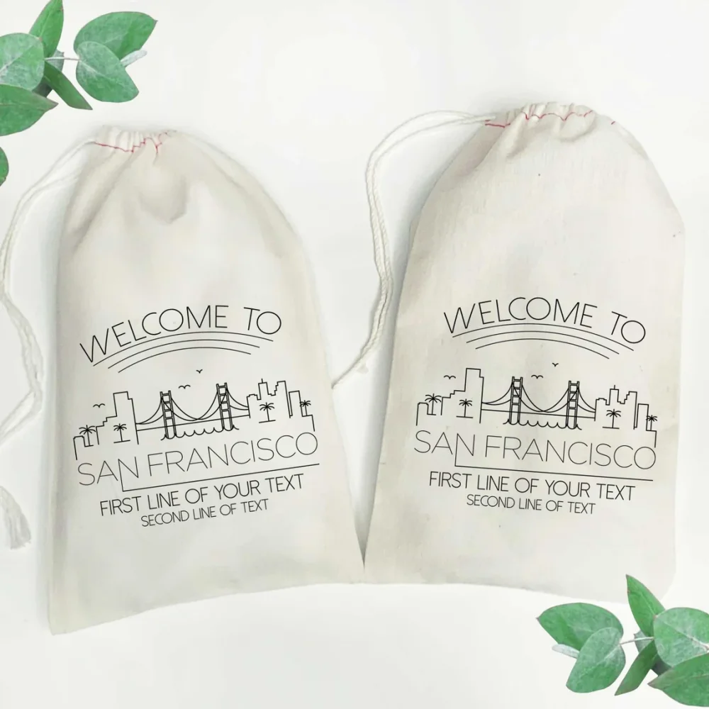 25 San Diego Favor Bags-California Welcome Bags-San Francisco Gift Bags-San Diego Wedding Favors-Los Angeles Party Favor Bags