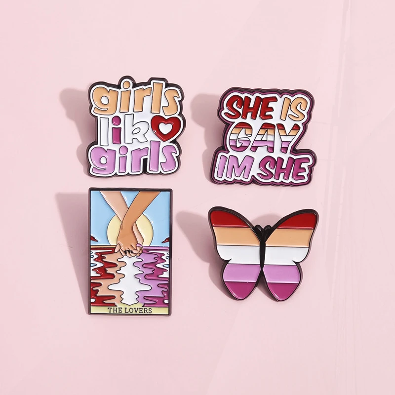 Heart Girls Lover Butterfly Flag Duck Shake CD Dove Madness Rose Money Badge Punk Pins Jewelry Rainbow Letter Enamel Pin Pride