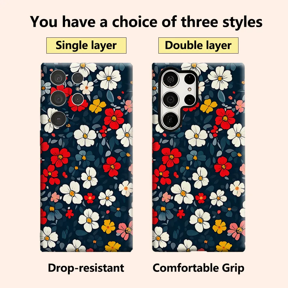 Dark Base Colorful Daisy Luxury Fashion Full Lens Protective Case for Samsung Galaxy S26 S25 S24 A56 A36 Plus Ultra