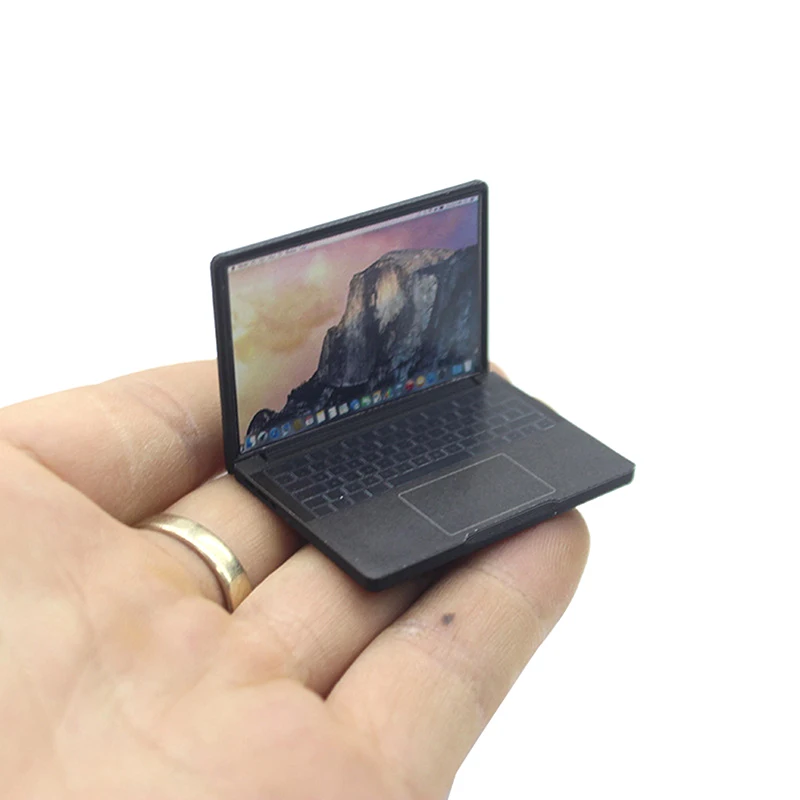 * Cute Simulation 1:12 Mini Laptop Computer Dollhouse Miniature Alloy Crafts Dollhouse Decoration For Doll House DIY Accessories view 5