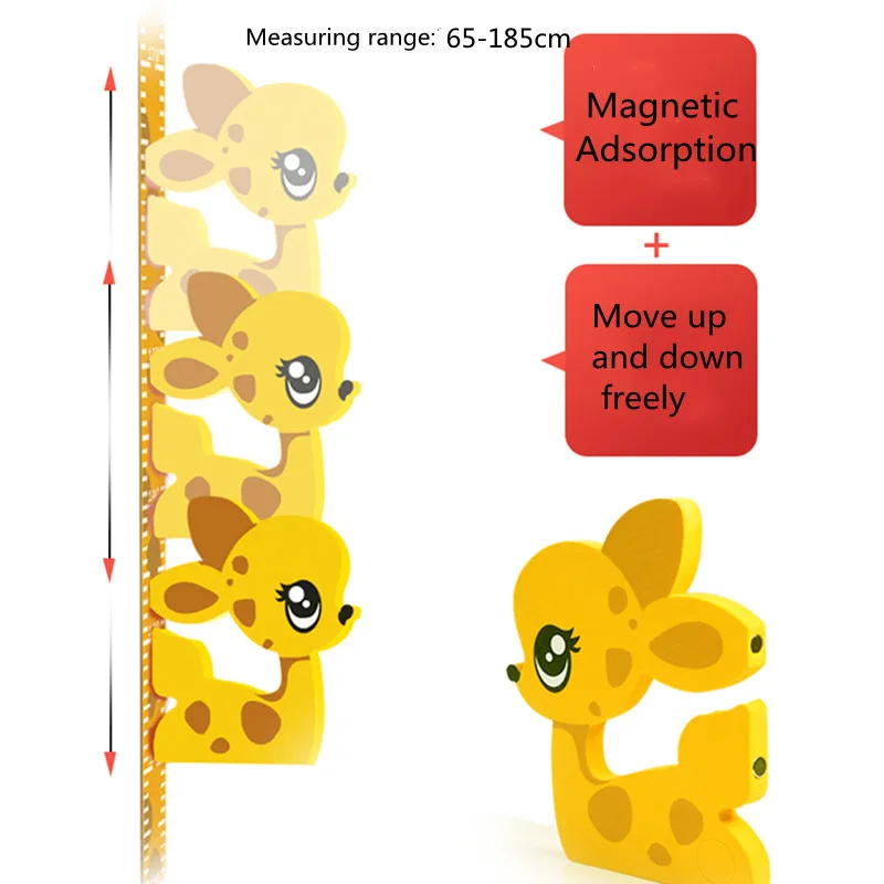 Wall Stickers Height Measuring Ruler Magnetic Adsorpt Measurement Children Sticker Paper Cartoon Animal for Kids Room Decoration