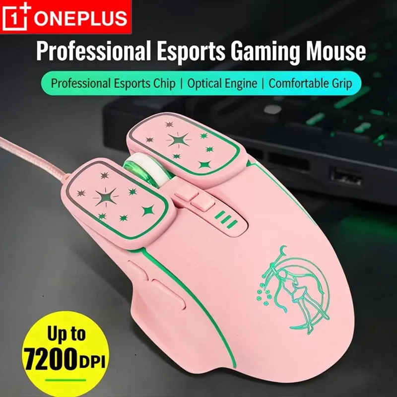 

Новая проводная игровая мышь OnePlus, 7200 точек на дюйм, бесшумная, с RGB-подсветкой, эргономичный дизайн, портативная, для ПК, Android, IOS, универсальная