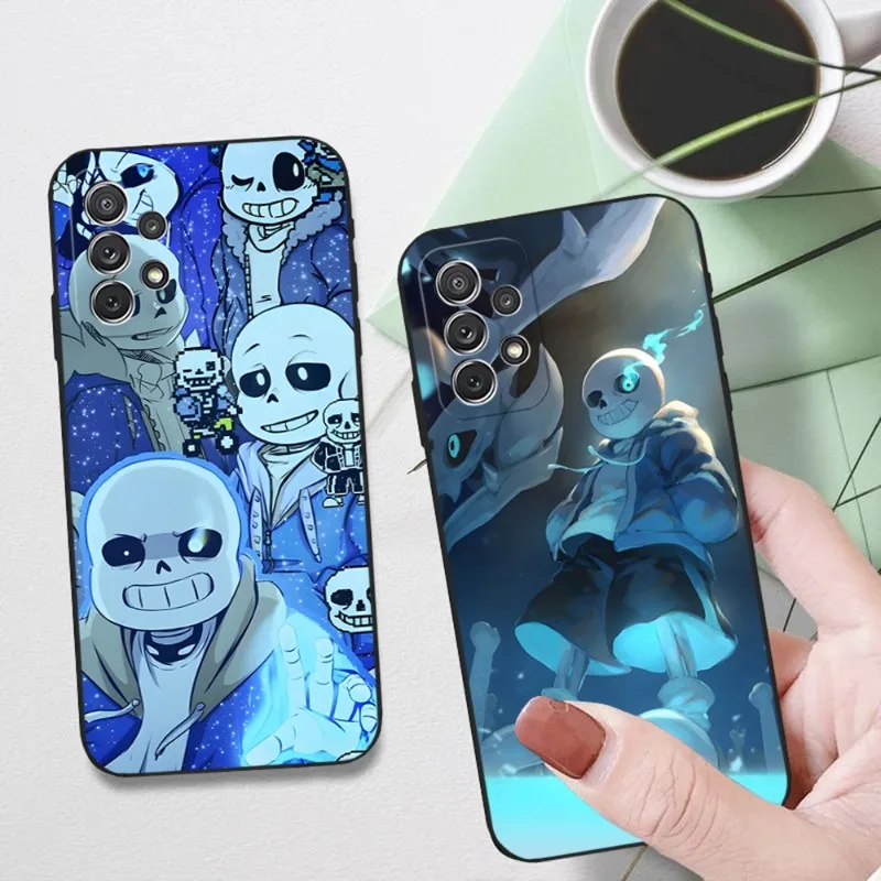 Undertale Sans Doggo Phone Case For Samsung A24 A52 A53 A51 A14 A50 A33 A13 A22 A31 A54 A03S A34 A21 A81 A42 Silicone Black