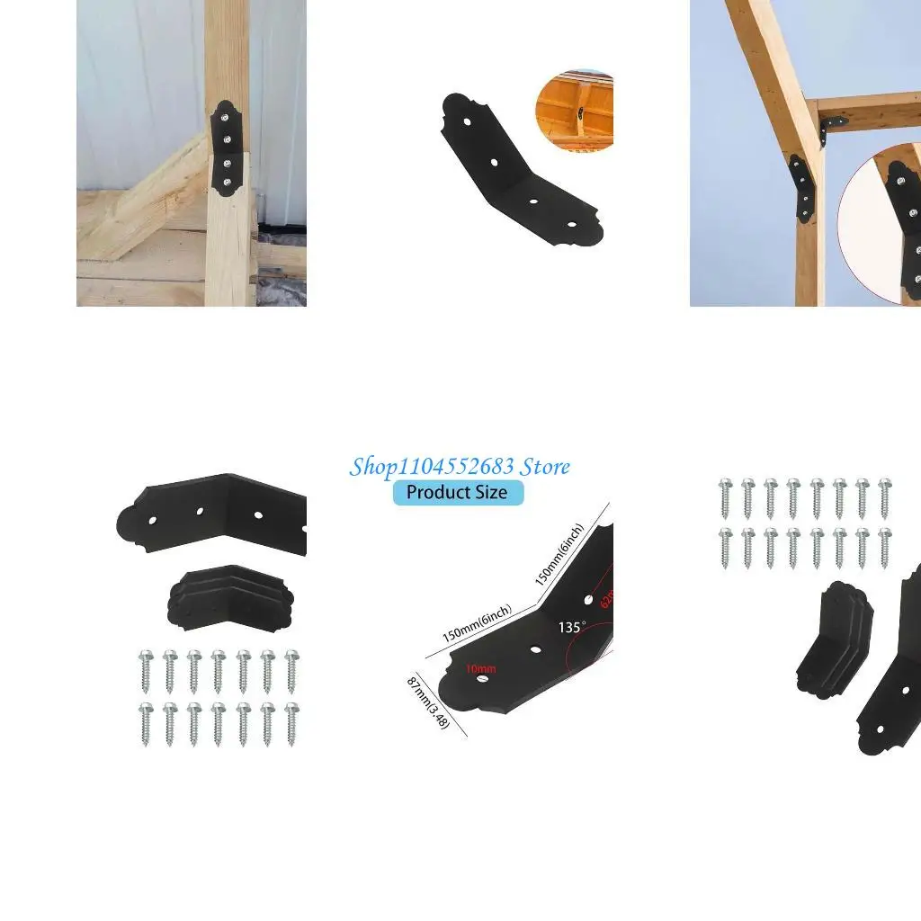 

Y6GD 4pcs Inner Corner Mounting Supports 135 Degree Angles Metal Frame Connectors Metal Frame Joint Bracket for Enthusiasts