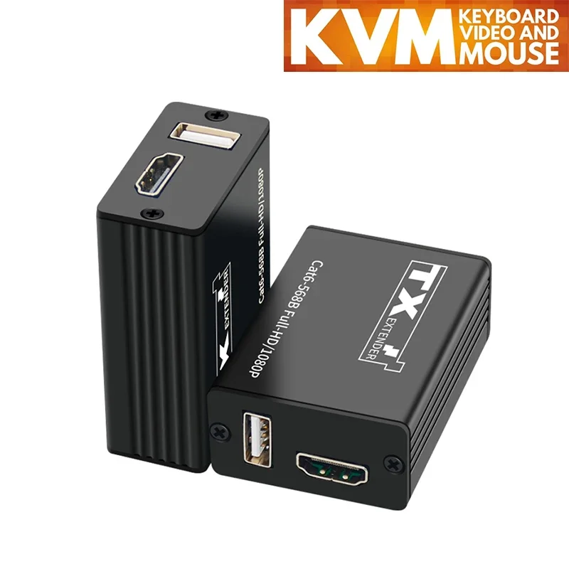 

HDMI KVM Extender over Single Rj45 Cat6 Cable up to 30M HDMI USB Extender with 1 Port USB Support USB Mouse for DVR PC Monitor