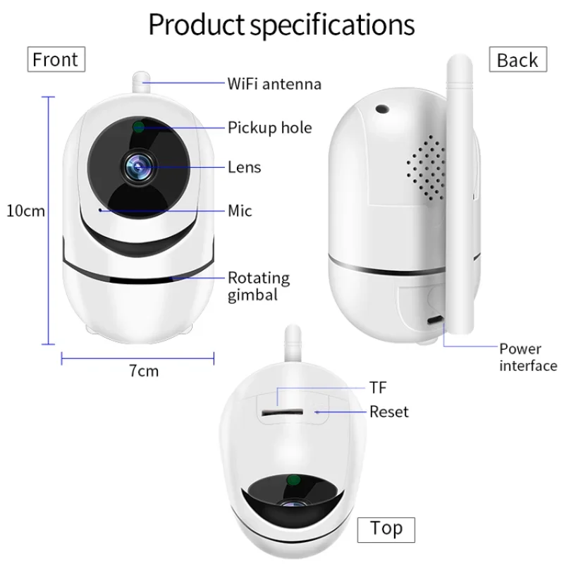 Imagem -06 - Wifi 10p Câmera ip sem Fio Wifi 360 Cctv Câmera Mini Pet Câmera de Vigilância de Vídeo com Wifi Monitor do Bebê 1080p Casa Inteligente 5g