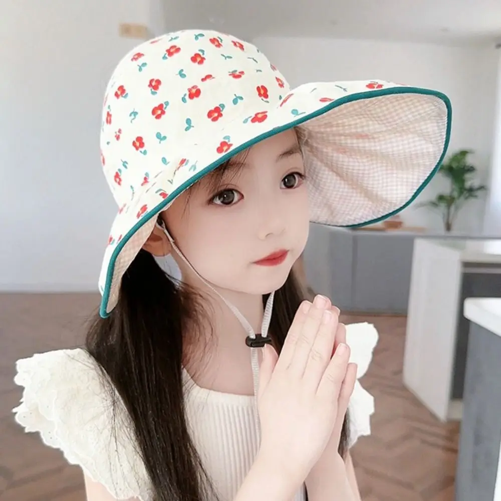 الموضة الكورية نمط زهرة غطاء دلو Bowknot القطن فارغة طفل Sunhat تنفس المضادة للأشعة فوق البنفسجية الأطفال صياد قبعة طفل
