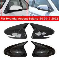 For Hyundai Accent Solaris I30 2017-2022 Car Rearview Side Mirror Cover Sticker Wing Cap Exterior Door Case Trim Carbon Fiber