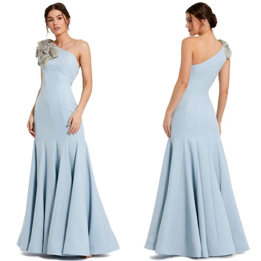 

Customized Pastrol Unisex Jersey Sequined Pleat A-line One-shoulder Long Dresses Bespoke Occasion Classic