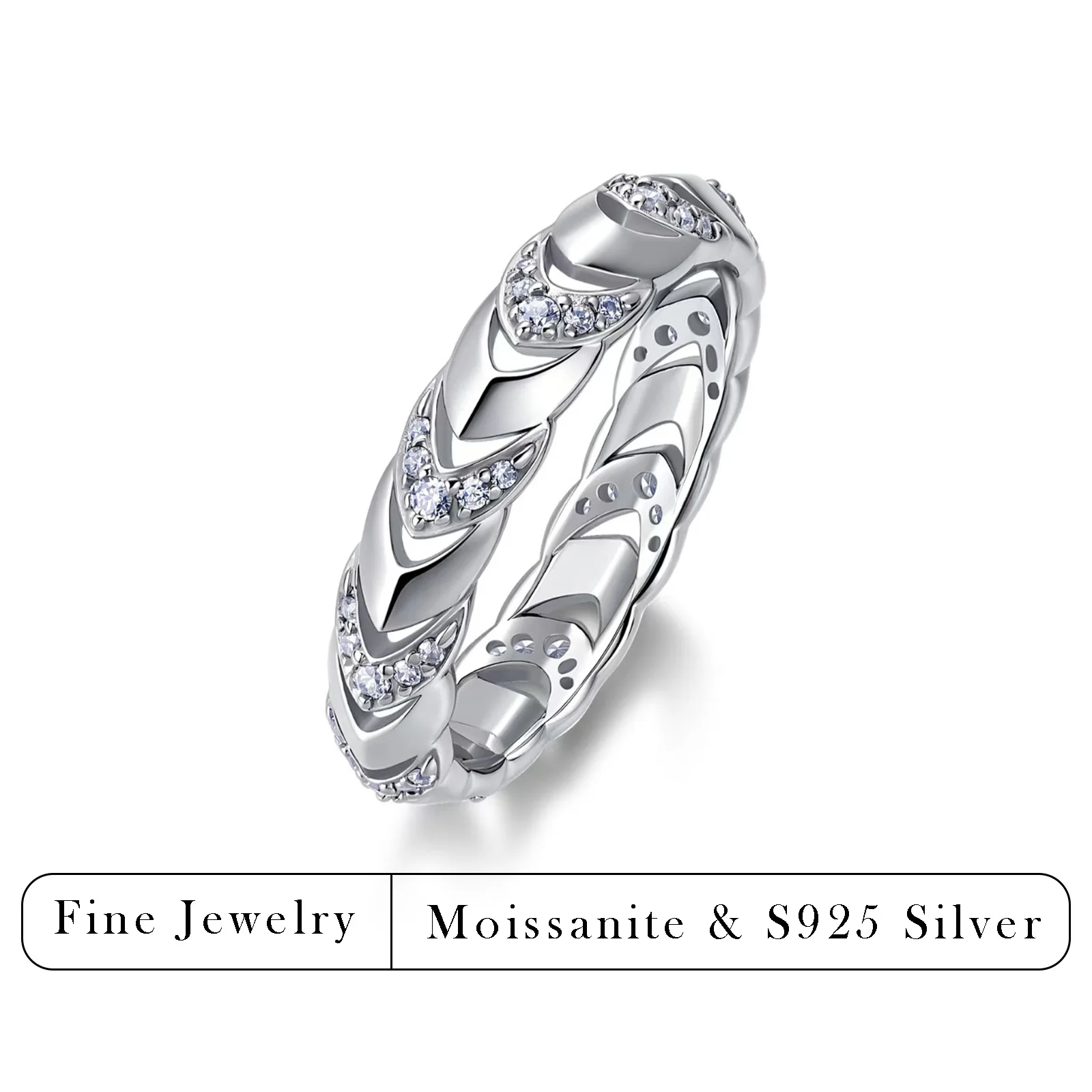 

0.28ctw Moissanite Band Ring 925 Sterling Silver Twisted Design Wedding Eternity Ring For Women
