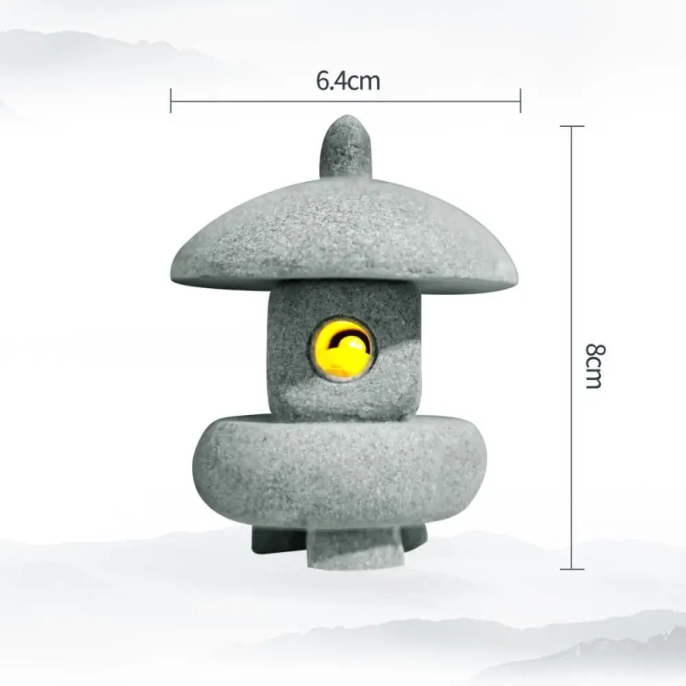 New Mini Pagoda Lantern Light Garden Statue Decorative Sand Stone Micro Landscape Lamp Zen Yard Miniature Bonsai