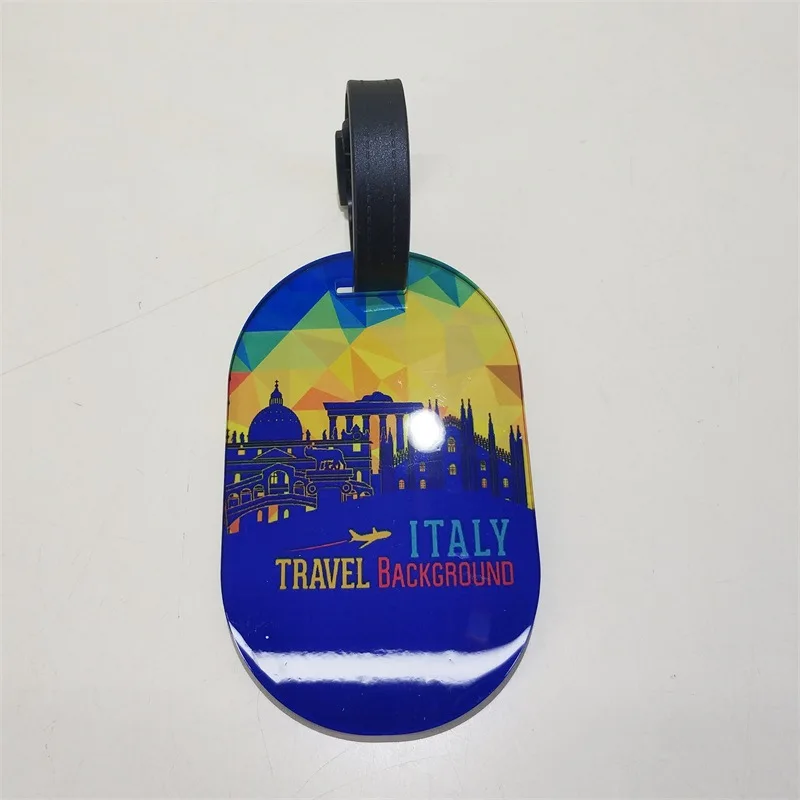 DHL100pcs Sublimation DIY White Blank Acrylic Oval Shaped Baggage Tag