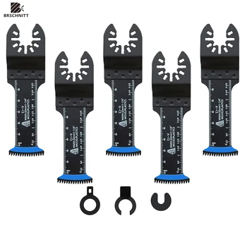 BRSCHNITT 일본 치아 진동 톱날, 매우 긴 도달 아크 엣지 CRV 클린 컷, 목재 플라스틱 멀티 툴 블레이드, 5 개