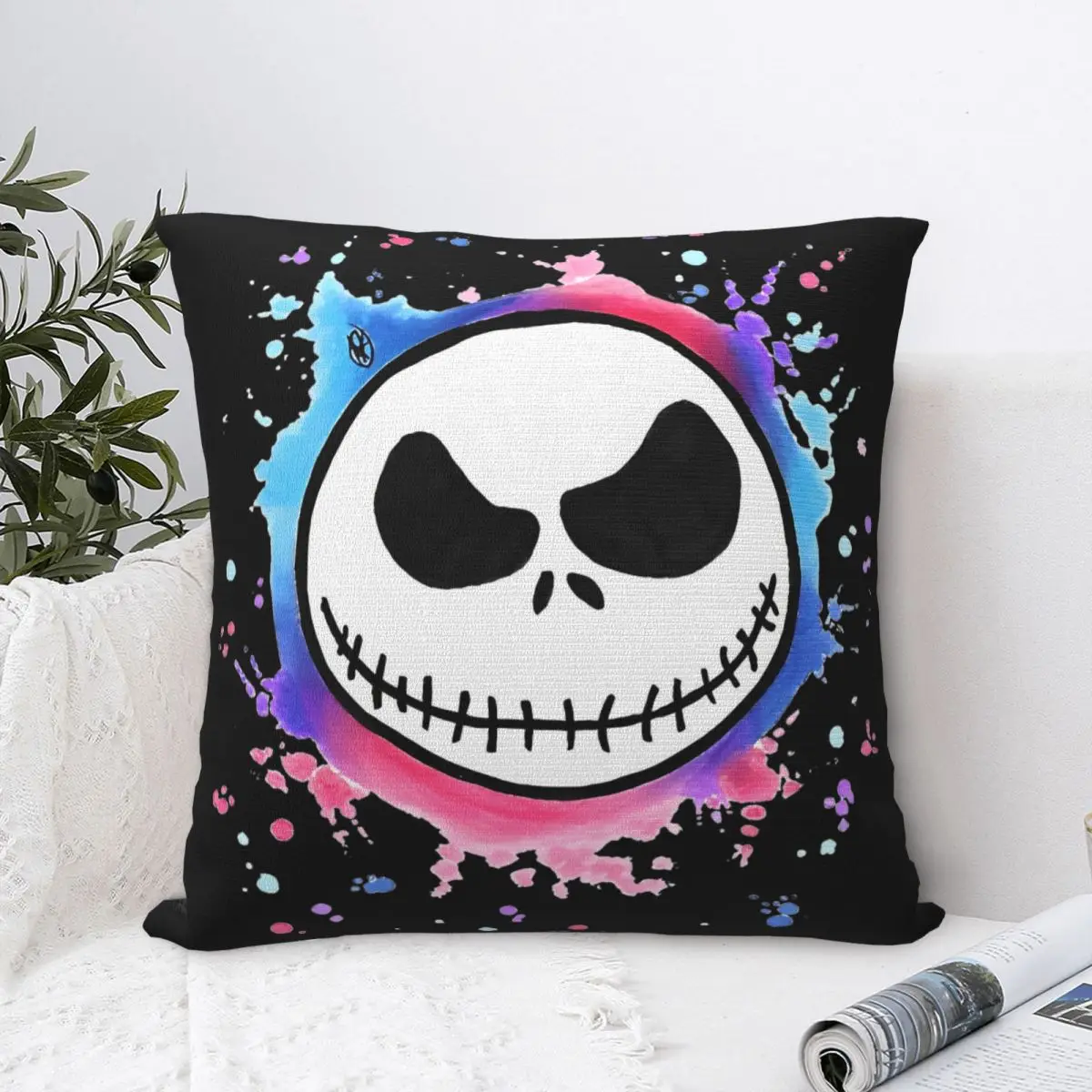 جاك سكيلينجتون وسادة تغطي غرفة المعيشة كابوس قبل عيد الميلاد غطاء الوسادة ديكور مضحك المخدة 45*45 #1