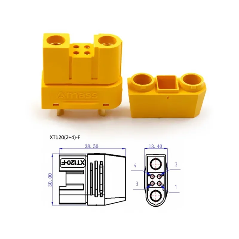 XT120 Lithium Battery Charging Plug 2+6 60A High Current Male Female 2+4 with Signal Pin Model Aircraft Solder Wire Connector - Image 4