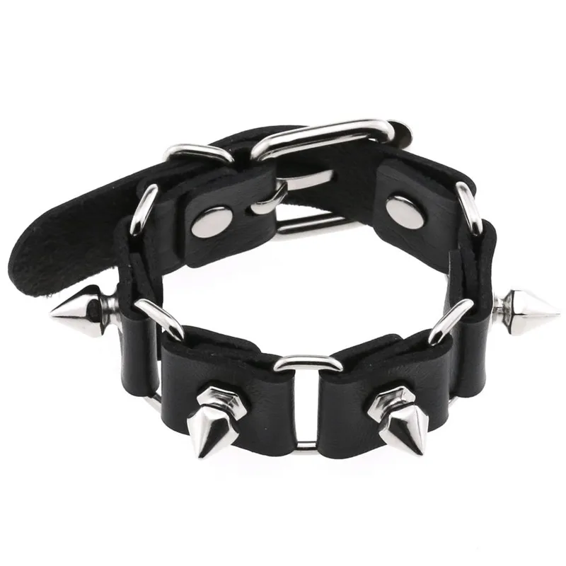 New Black Punk Spike Rivets Bracelets For Women Stud Bracelet PU Leather Charm Cuff Bracelets Cuff Bangles Jewelry Party Gift