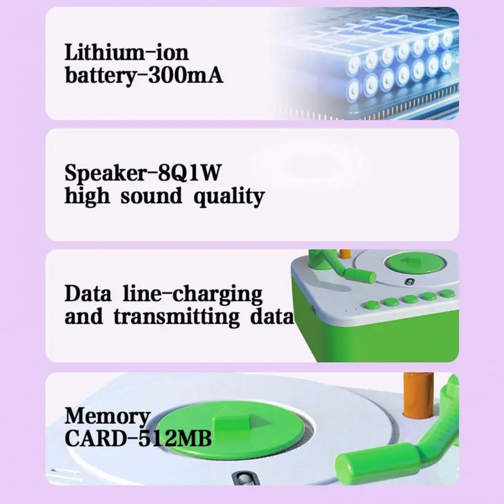 การเรียนรู้แผ่นเสียงเด็กแผ่นเสียงของเล่น 93 การ์ดเรื่อง Early Education Phonograph เครื่องบันทึกเพลงสําหรับเด็กสําหรับเด็กวัยหัดเดิน