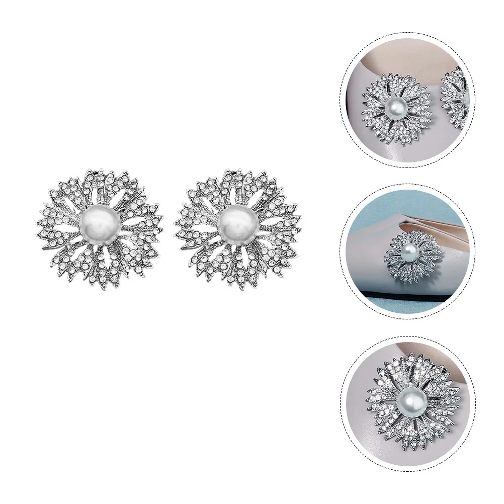 

1Pair DIY Shoe Buckles Pearl Rhinestone Decor Durable Easy Install Elegant Clips for Girls Shoes Charming Fashion Accessories