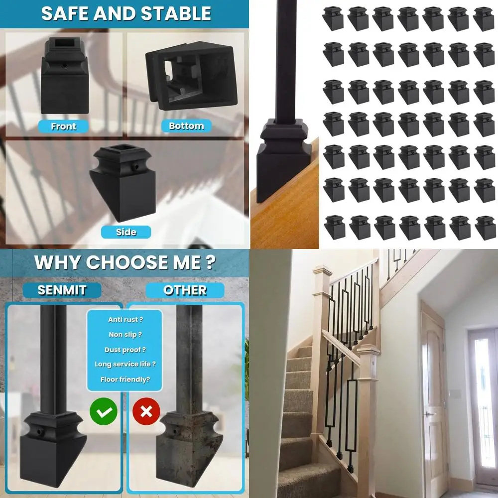 

Satin Black Slant Baluster Shoes with Screws for 1/2 Square Balusters - 50 Pack