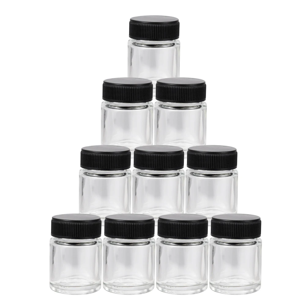 

OPHIR 10pcs/lot Airbrush Glass 22cc Bottles (paint cup) Crystal Clear 22cc Airbrush Spare Bottle for Inks _AC015-10x