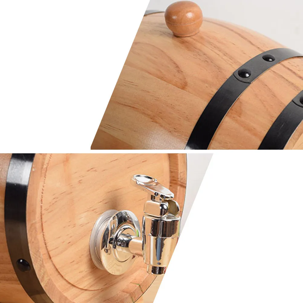

Artisan Wooden Red Wine Bucket Stainless Steel Tap Fine Grinding Surface Bar Home Decor Rustic Kitchen Wine Barrel Dispenser
