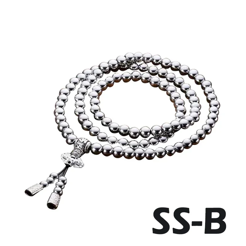 1PC Outdoor EDC 108 Buddha Perline Autodifesa Frusta Tattica EDC Bracciale a mano Collana Catena di acciaio Forniture di protezione personale