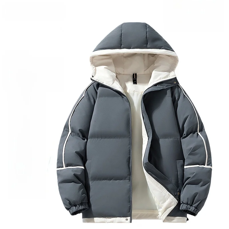 

Мужская повседневная хлопковая куртка-худи с утолщением для зимы, свободного кроя, в городском стиле, с открытыми плечами и рукавами-буфами