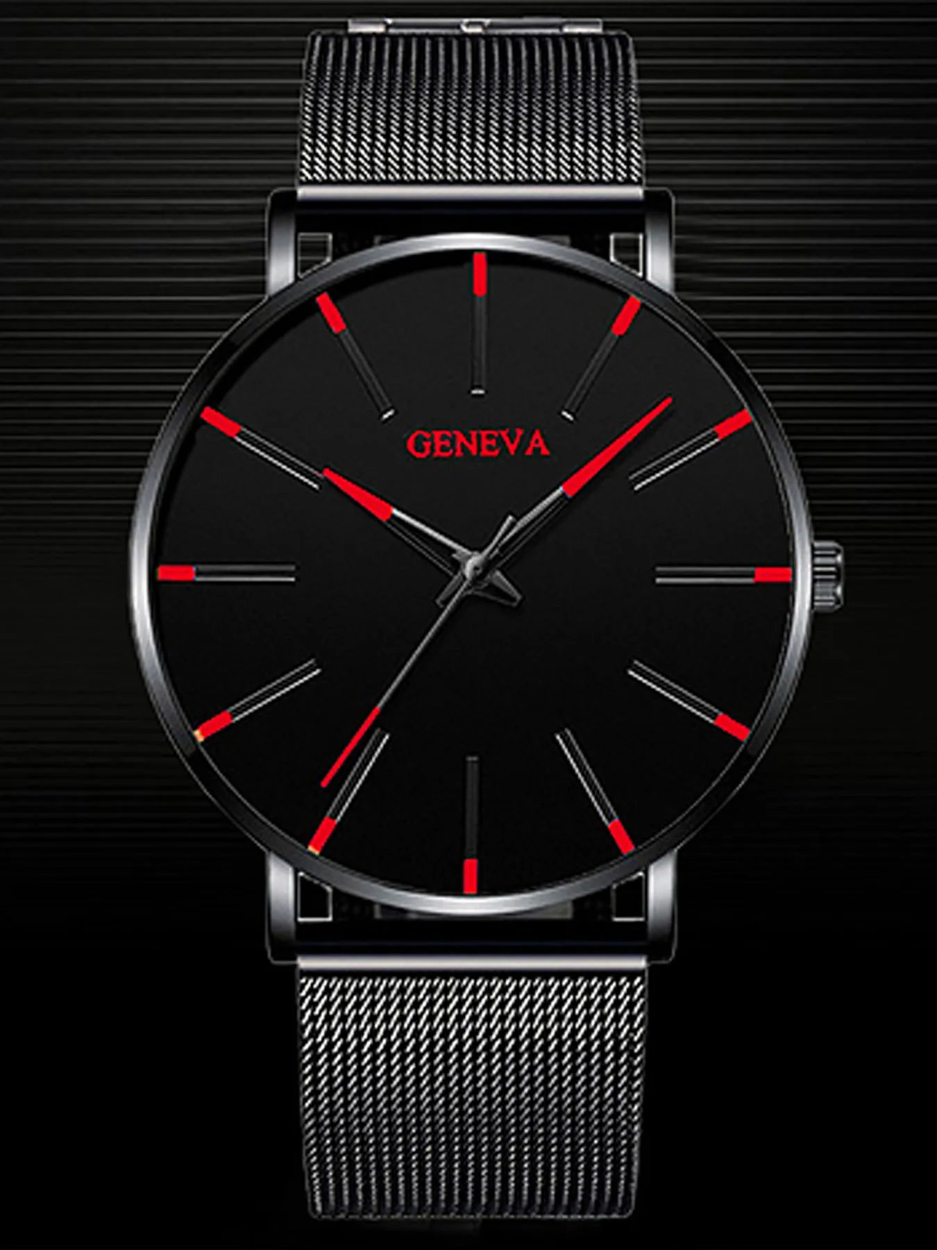 

Men's minimalist quartz watch with alloy mesh strap, perfect for fashion-forward business occasions.