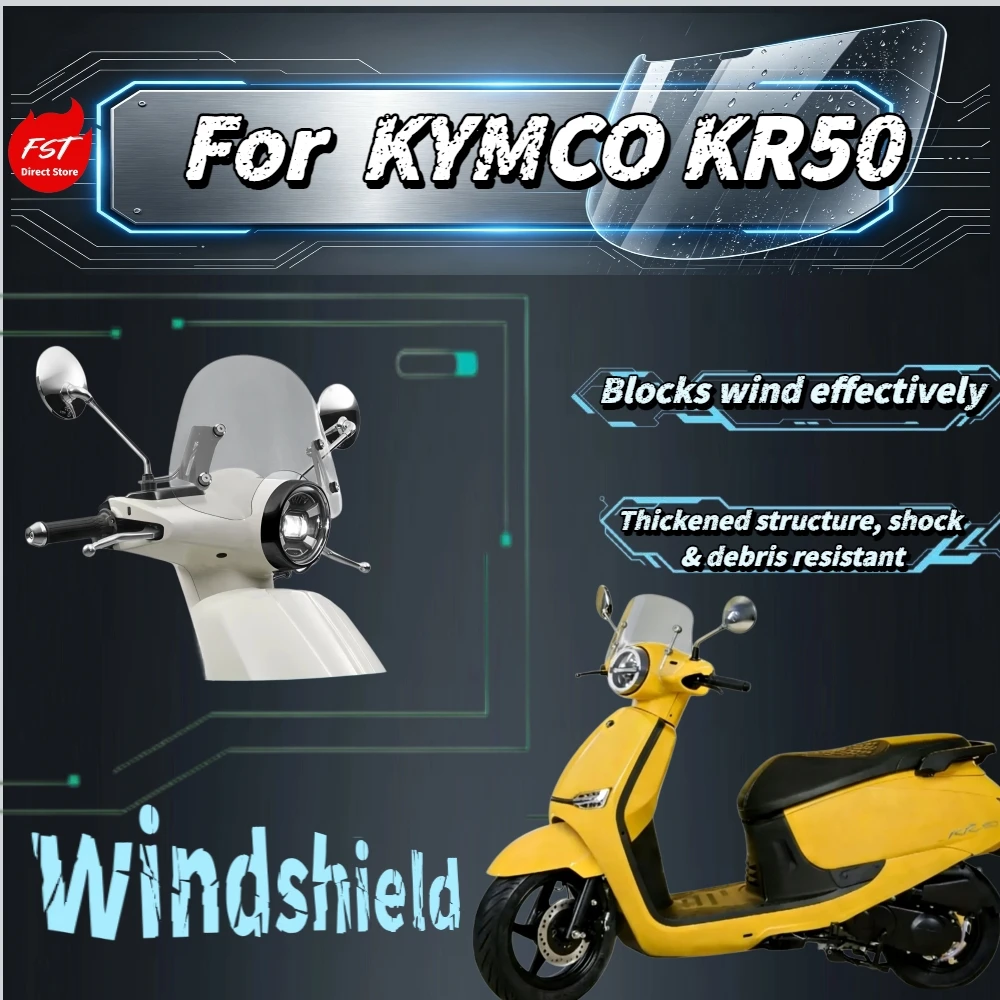 Fit Kymco KR50 Scooter Heightened Windshield High Clear Front Wind Deflector Kit