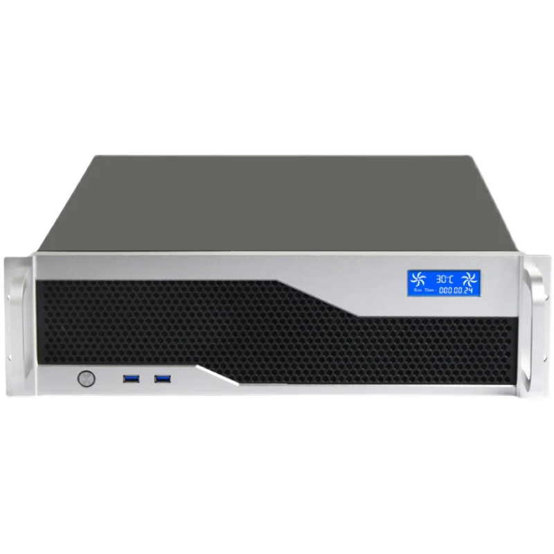 3U Chassis Aluminum Panel USB3.0 With LCD Screen Support ATX Motherboard Desktop Power Rack Type Industrial Control Server 