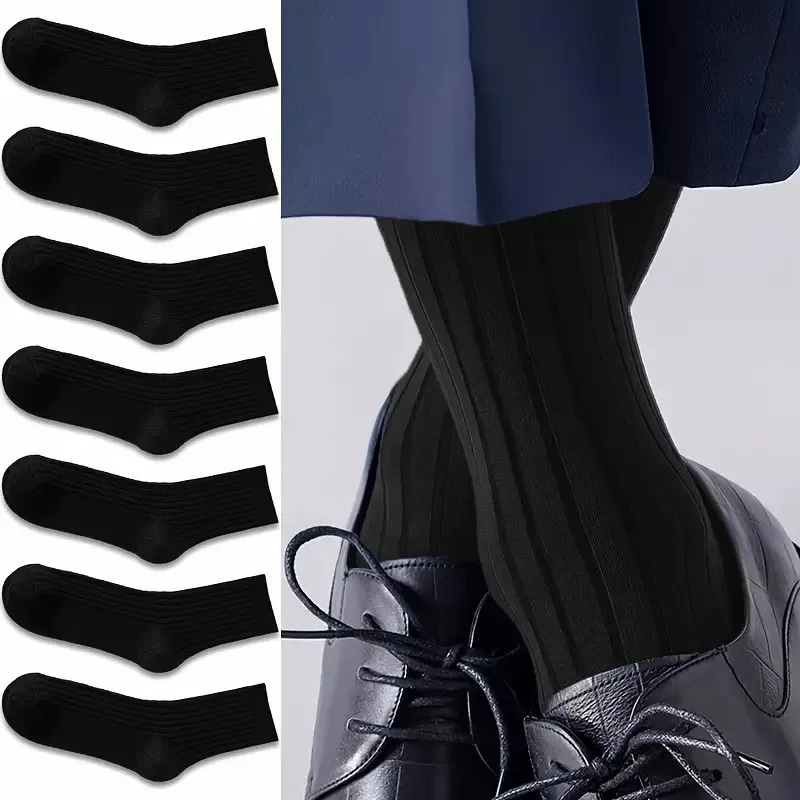 7 paia di abiti da uomo d'affari abiti formali calzini a tubo medio comodi e traspiranti che assorbono il sudore calzino casual universale per tutte le stagioni