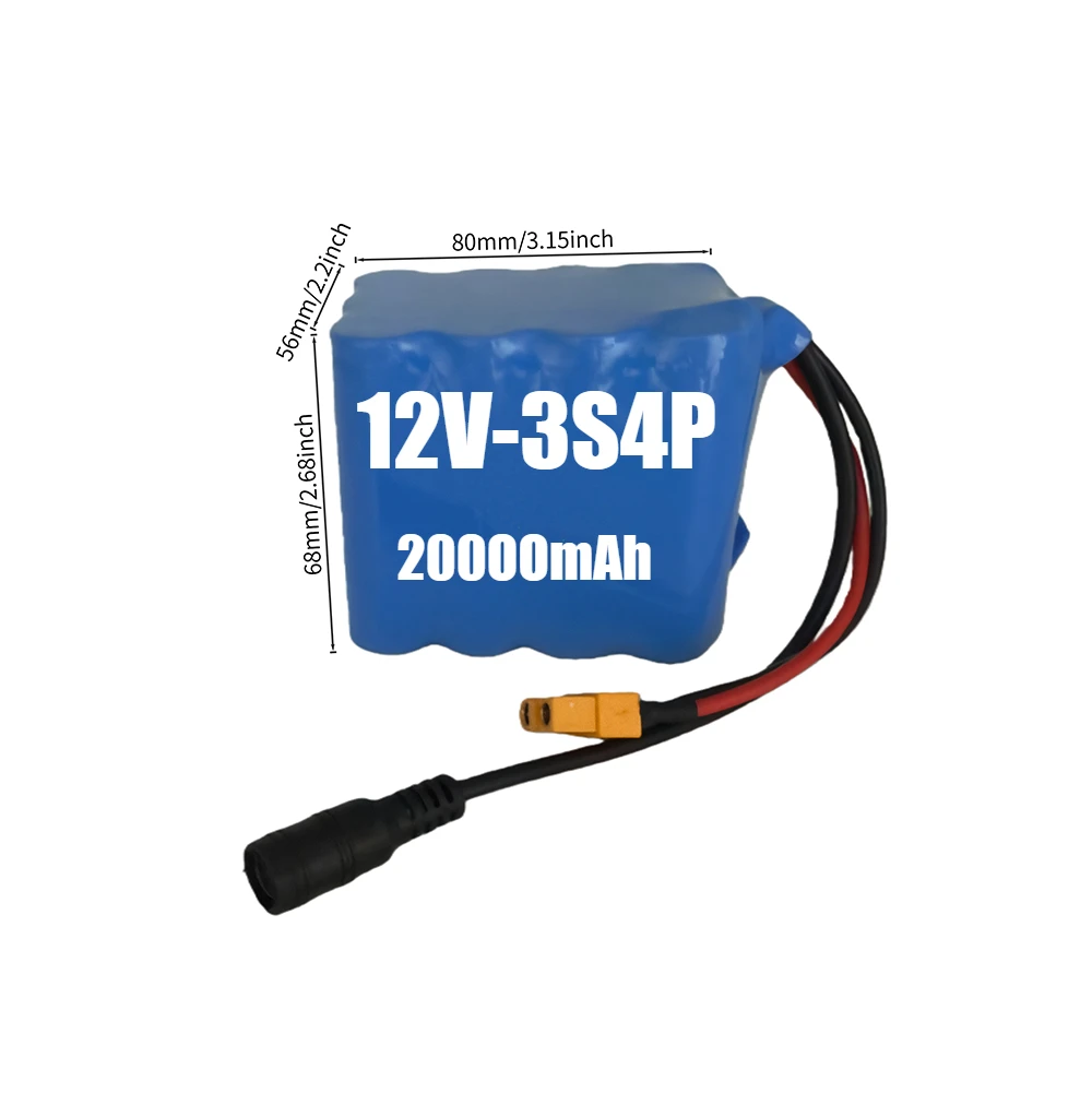 18650 بطارية 12 فولت 3S4P 20 أمبير بطارية محمولة 12 فولت بطارية ليثيوم أيون قابلة للشحن تيار مستمر قدرة 12.6 فولت كام مراقب + شاحن #1