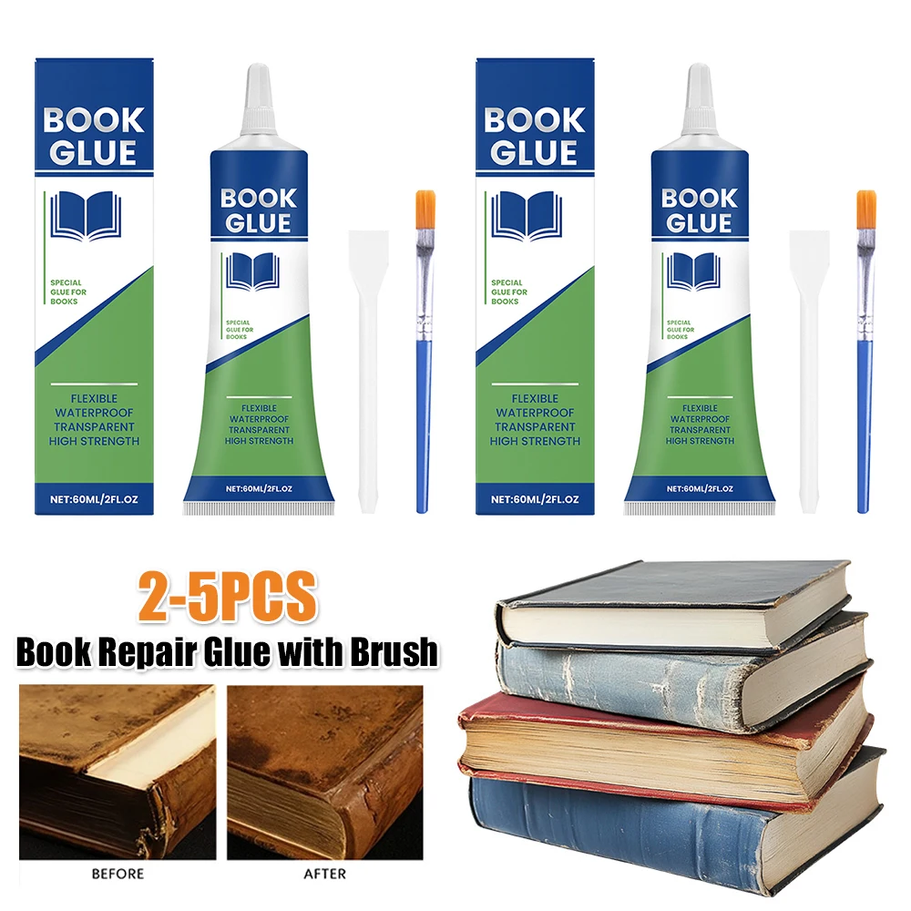 Professional Book Glue with Brush Transparent Book Binding Adhesive Quick-Drying Repair Glue for Envelopes Postcards Paper Craft