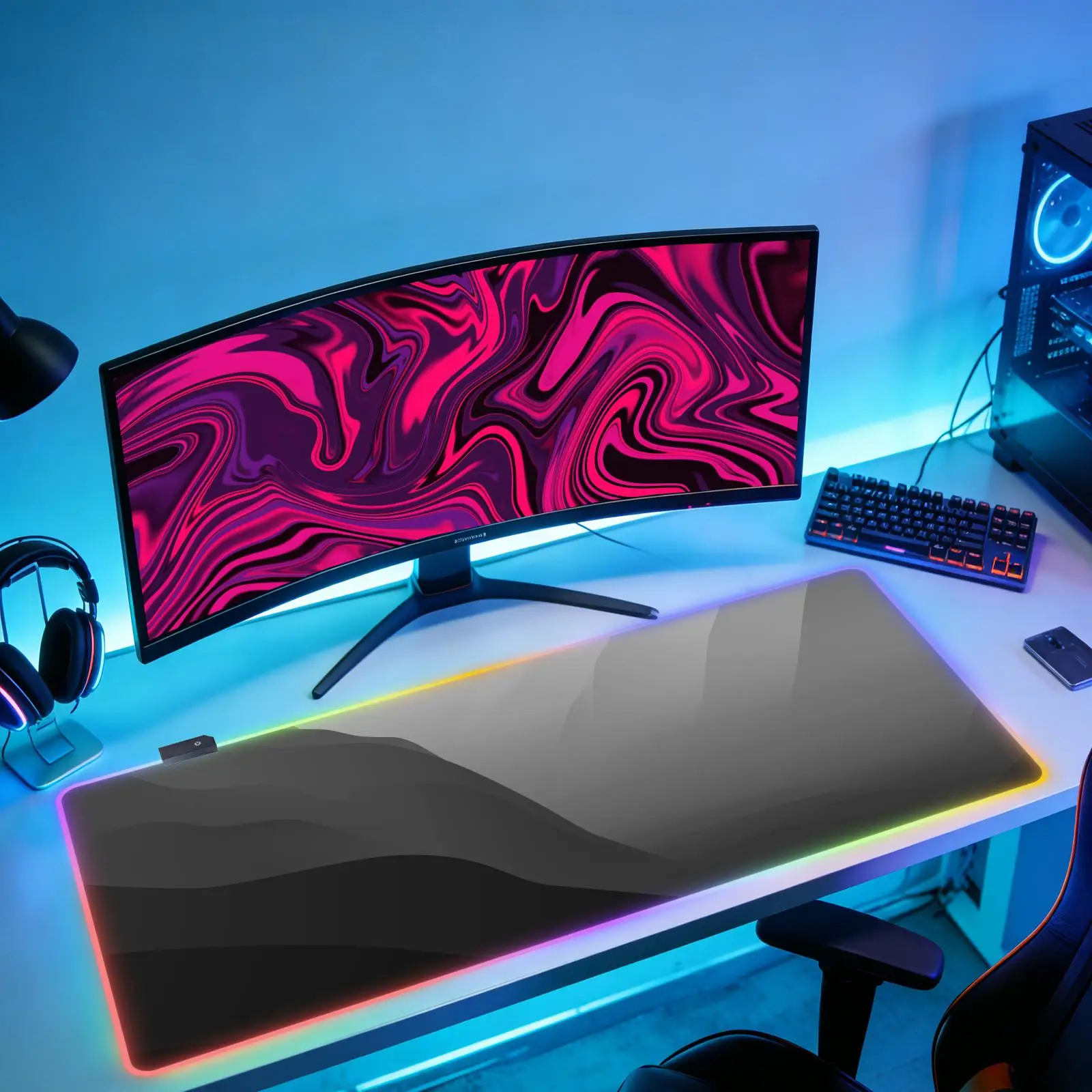 

Новый RGB-коврик для мыши Liquid Shape XXL, натуральный каучук, противоскользящий, для дома и офиса, аксессуар для геймеров