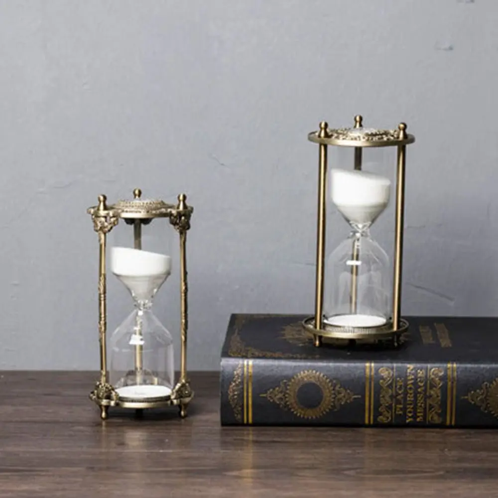 

Elegant Embossed Hourglass Timer Golden 15/30 Minutes Sand Clock European Style Vintage Sandglass Wedding