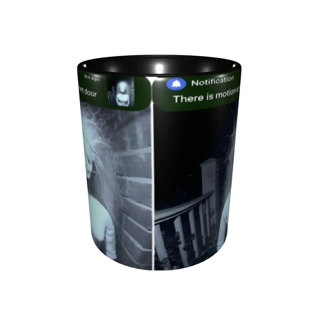 There Is Motion At Your Front Door Creepy Doll Face Meme Gift Mugs for Woman Man Cute Coffee Cup Present for Home
