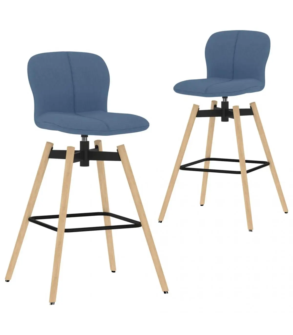 Dining chairs rotating kitchen stools 2 units blue fabric