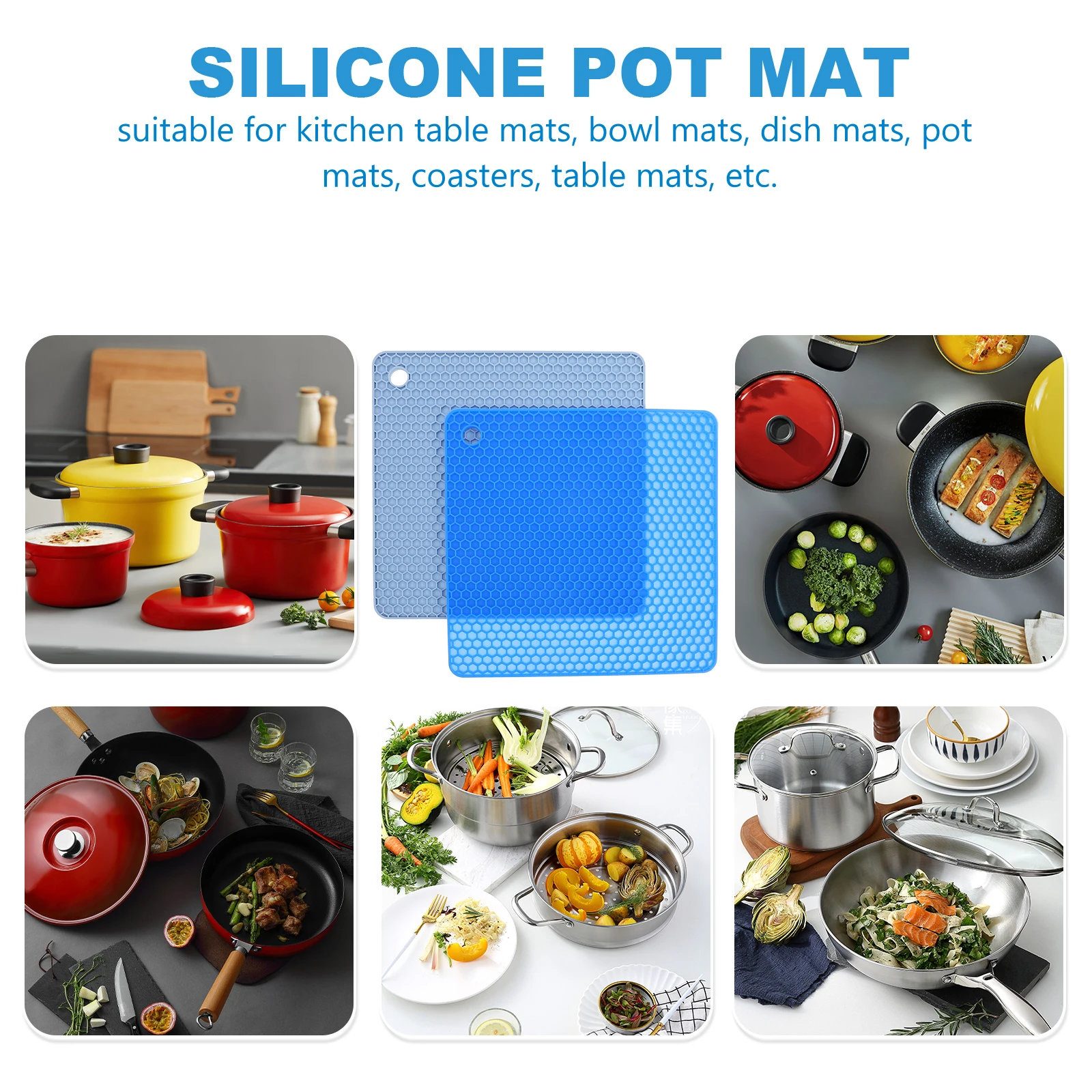 

2pcs Silicone Honeycomb Pad Heat-Resistant Non-Skid Table Mat For Kitchen Dishware Protection Reusable Countertop Hot Dish