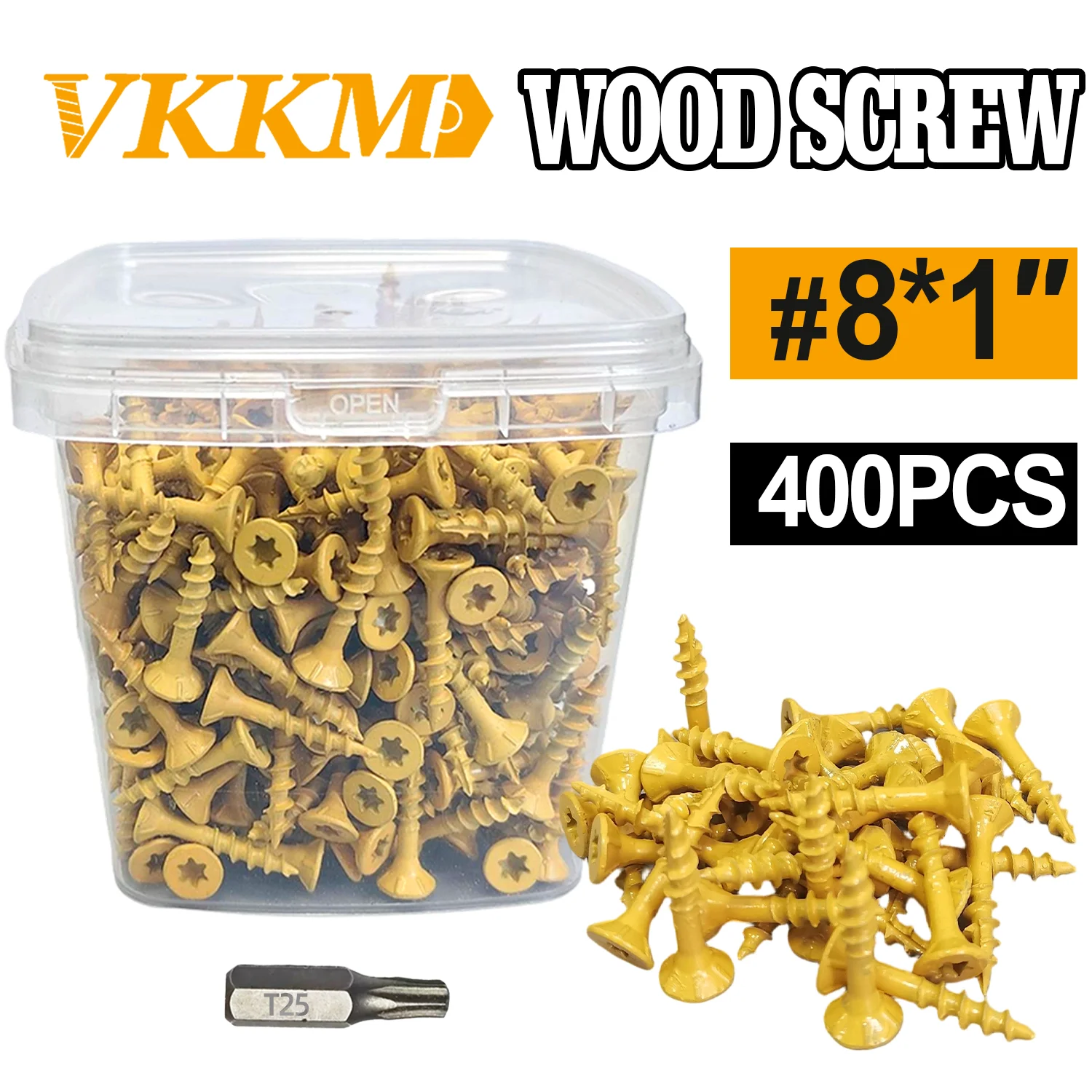 

Винты для палубы VKKM 1 дюйм, шурупы по дереву # 8 x 1 дюйм, 400 шт., устойчивое к ржавчине покрытие, винты T25, звездочка T25 в комплекте, коричневый