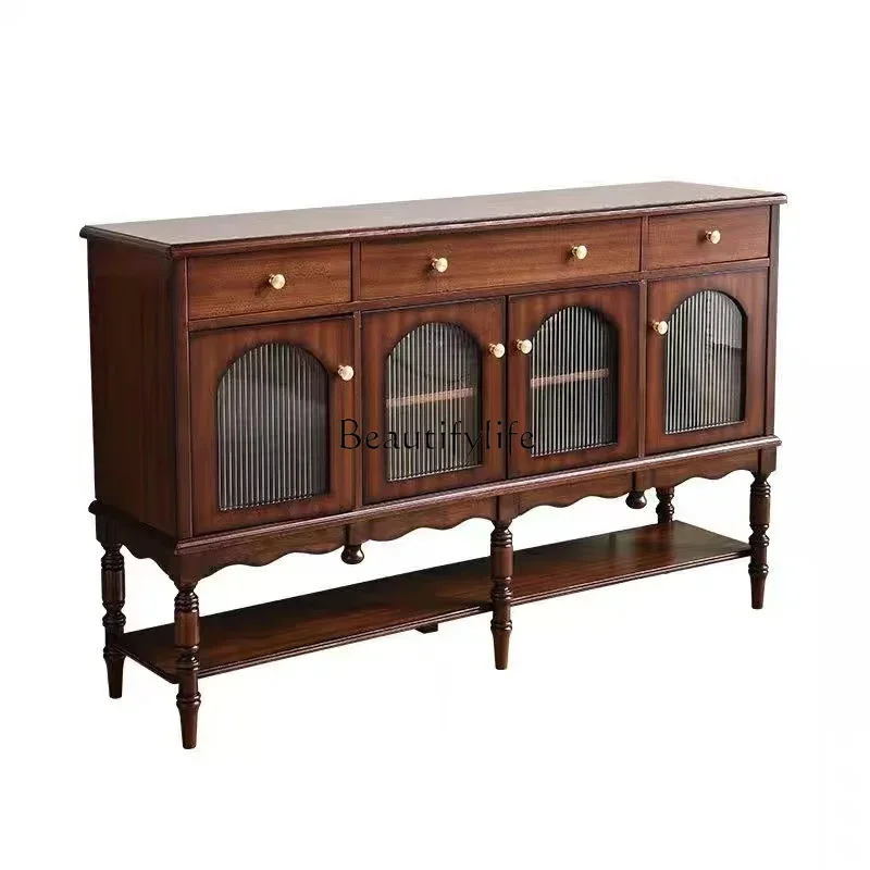 

LJY*American solid wood dining side cabinet French retro living room locker