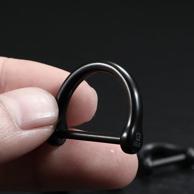 Black Titanium D Buckle Key Chain Ring Screw Horseshoe Plated Car Keychain Holder EDC Tool Accessories Gift Jewelry Wholesale