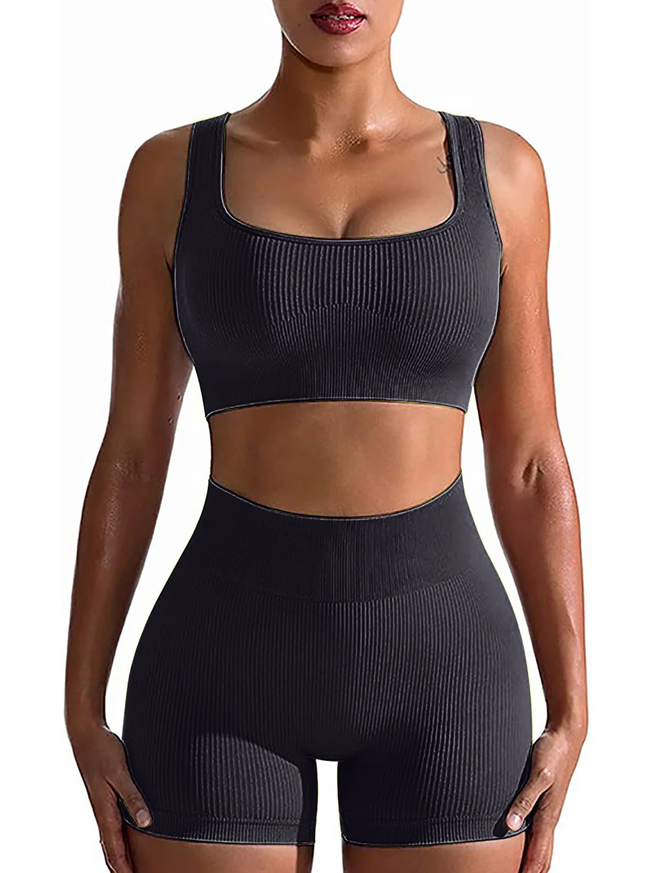 Women's Solid Color Yoga Shorts - High Waisted Tummy Control Breathable Stretchy Workout Gym Running Pilates & Summer Activewear