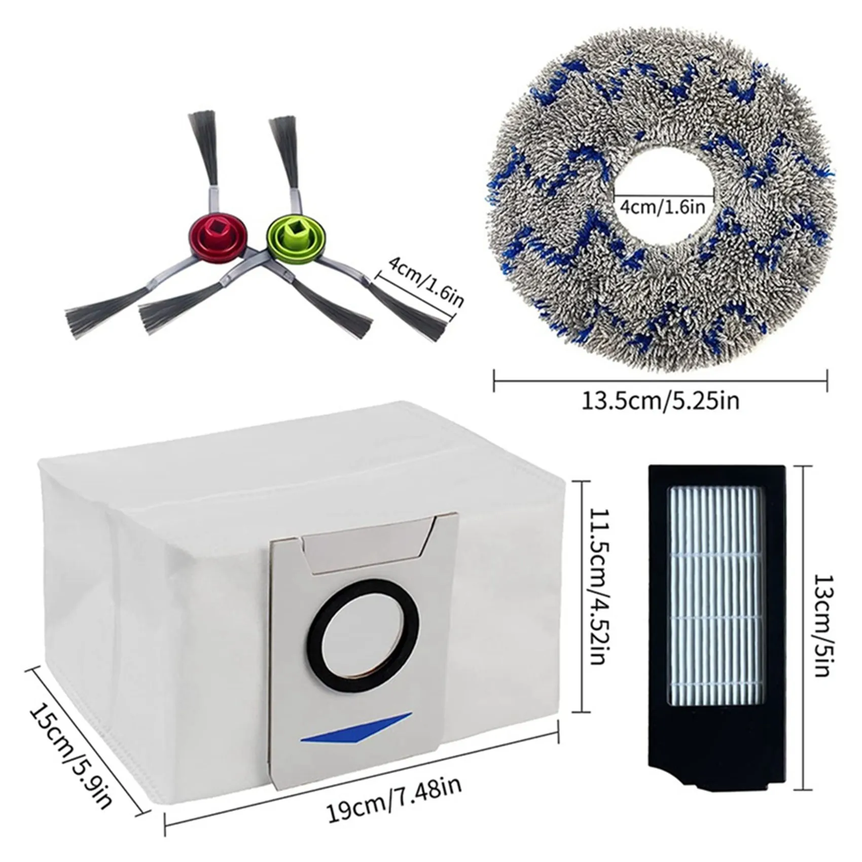 Vacuum Cleaner Floor Care Replacement Parts Kit for ECOVACS DEEBOT X1 Omni/X1TURBO/X1 Plus Robot Vacuum Cleaner