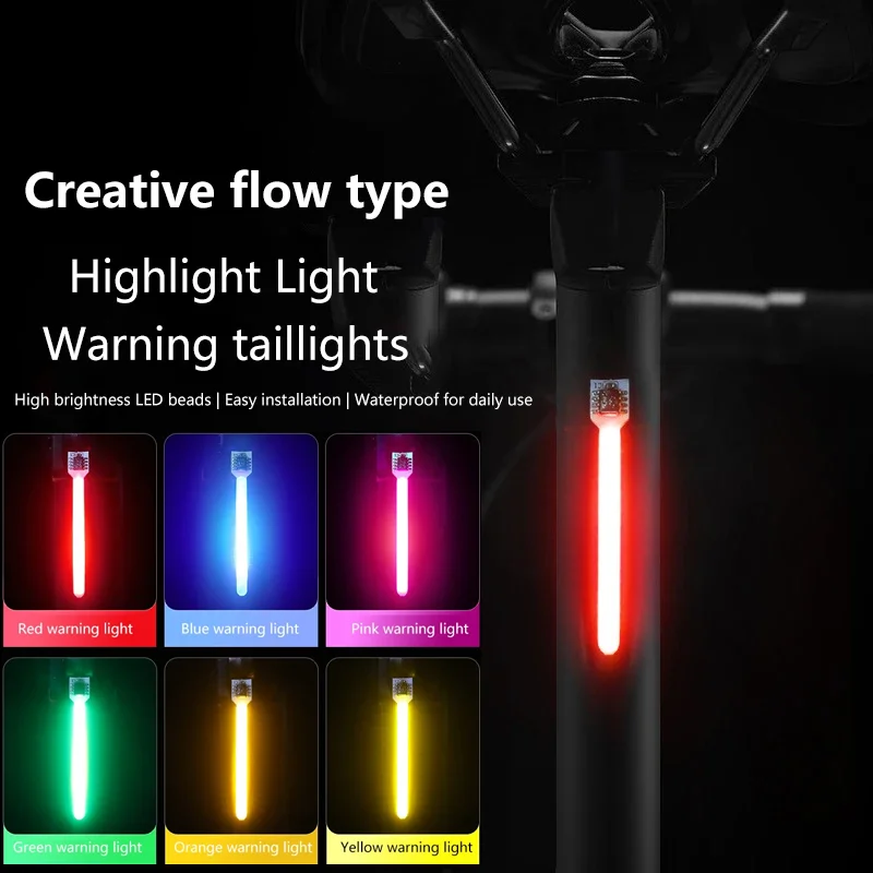 bike taillights Flowing light New Bicycle Lamp Safety Warning Charging rear light LED COB Lamp beads Mountain Bike accessories